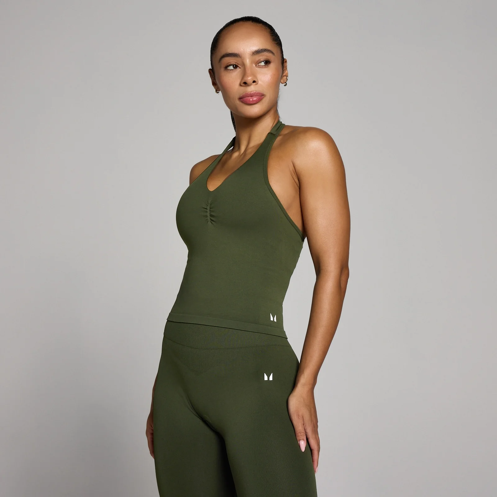 MP Damski Top Tempo Seamless na Szyi Halter - Leśna Zieleń - XS Obraz 1