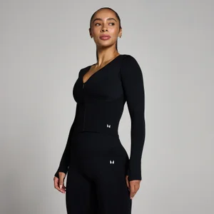 Damska Bezszwowa Skrócona Kurtka MP Tempo - Czarny - Size XS