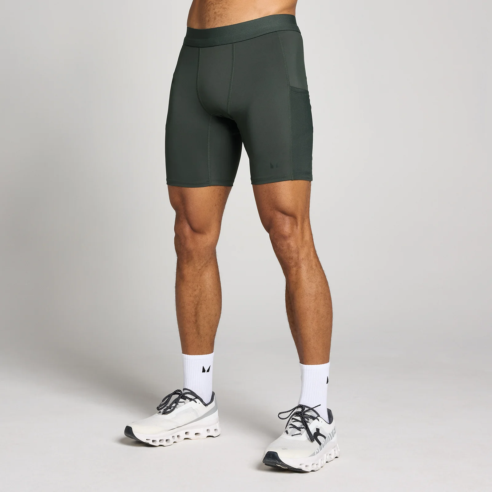 Męskie legginsy 3/4 MP Hybrid z kieszenią - Prany Czarny - XS Obraz 1
