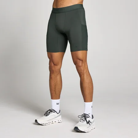 Męskie legginsy 3/4 MP Hybrid z kieszenią - Prany Czarny