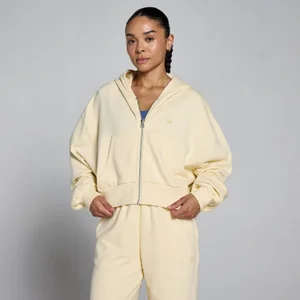 MP Damska Lekka Bluza z Kapturem na Zamek Loopback - Maślany - Size XL