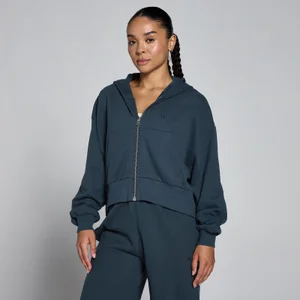 MP Damska Lekka Bluza z Kapturem na Zamek Loopback - Wyblakły Niebieski - Size XS