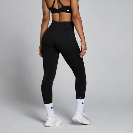 Damskie Bezszwowe Legginsy Tempo Mid Rise MP - Czarny