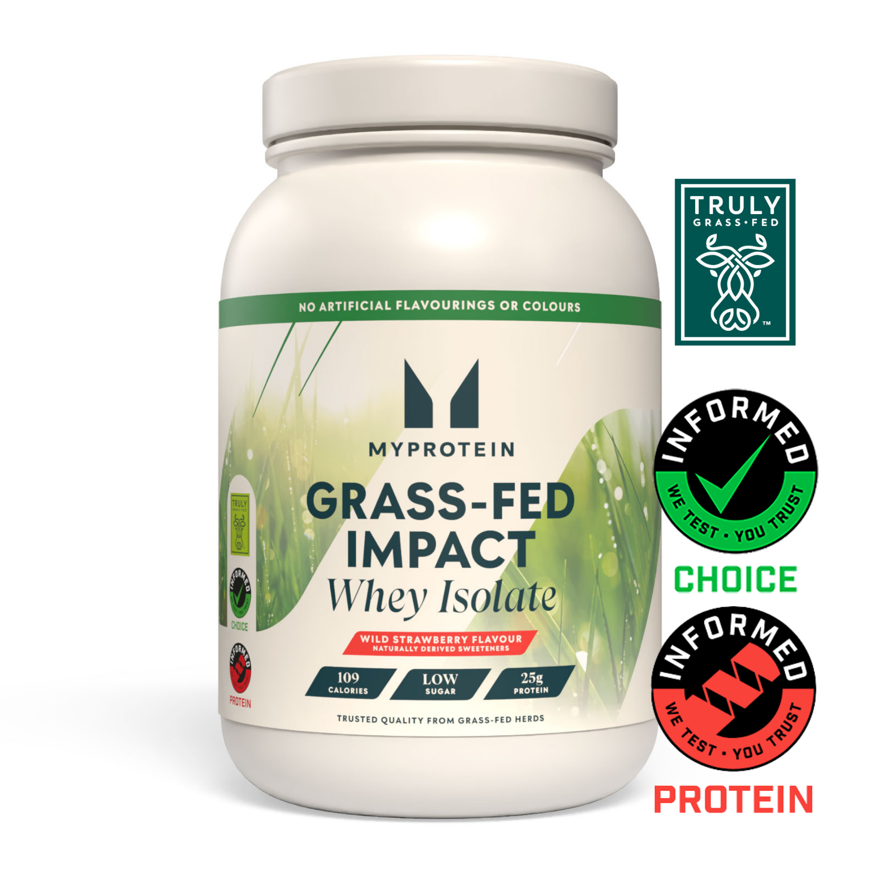 Myprotein Impact Whey Isolate, Grass Fed Wild Strawberry (naturally derived sweeteners), 1kg Obraz 1
