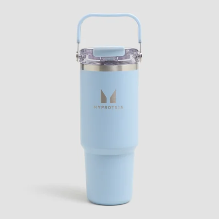 Myprotein Metalowa Butelka ze Słomką z Recyklingu 900 ml - Błękitny