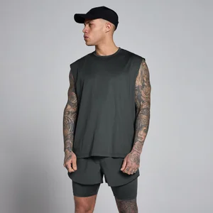 Męski Hybrydowy Oversizowy Tank MP z Siatki - Prany Czarny - Size M