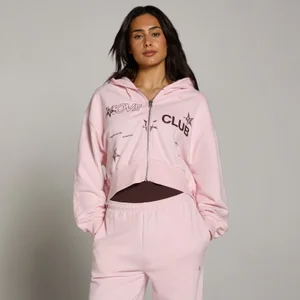 Damska Lekka Bluza z Kapturem MP Women's Move Club Graphic Lightweight Loopback na Zamek - Bladoróżowy - Size L