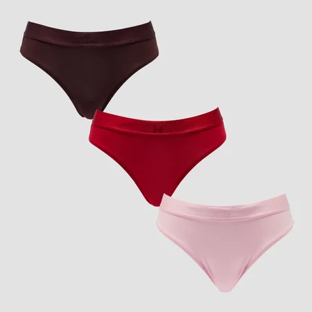 Damskie majtki bikini MP Mid Rise (3-pak) - Bladoróżowy/Różowy czerwony/Fudge
