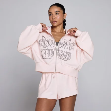 Damska Bluza z Kapturem MP Lift Graphic Lifestyle Zip Through - Jasnoróżowy