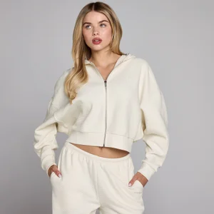 Damska bluza z kapturem MP Waffle z zamkiem błyskawicznym - Ecru - Size XS
