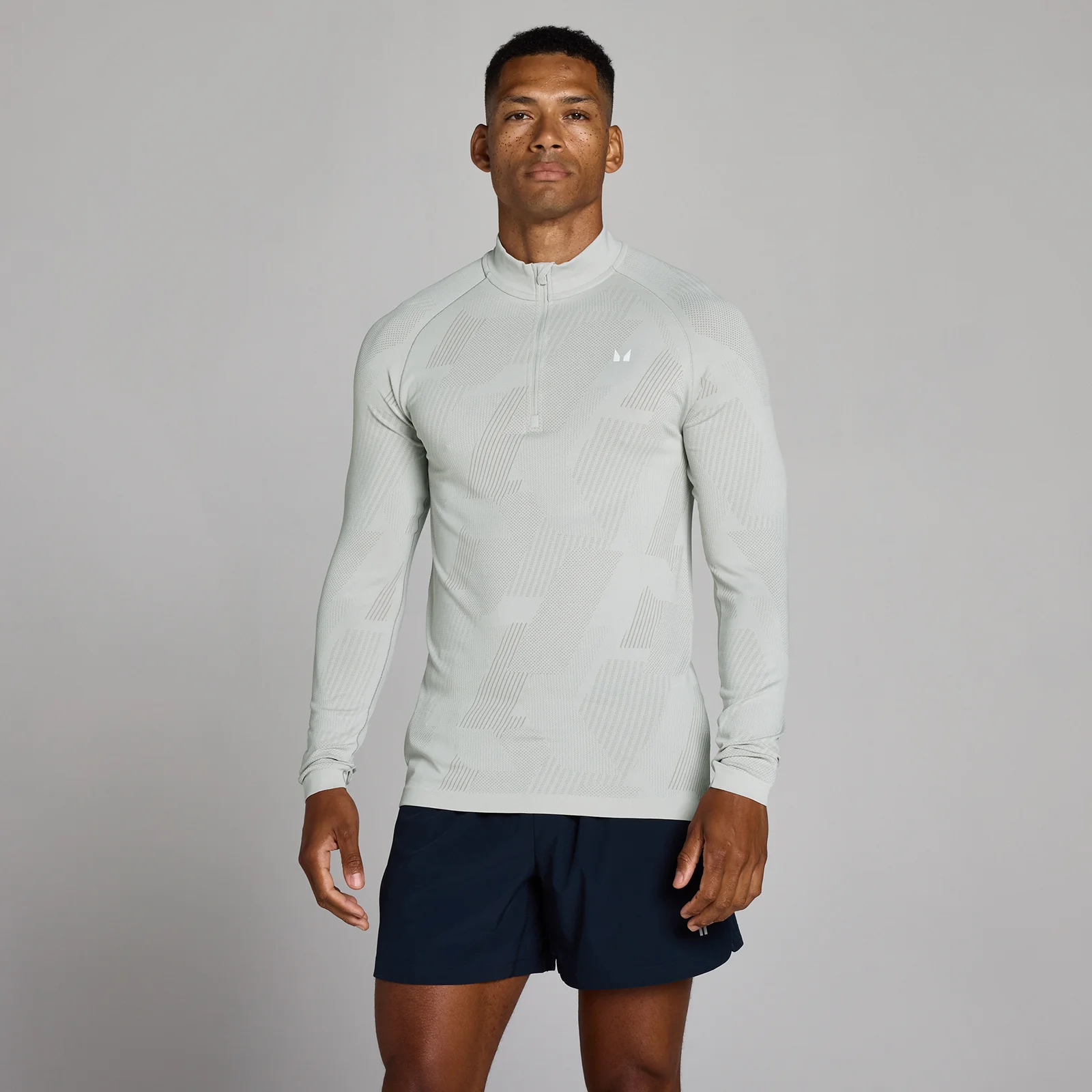 Męska Bezszwowa Bluza Tempo Pillar Graphic 1/4 Zip MP - Chromowy - S Obraz 1