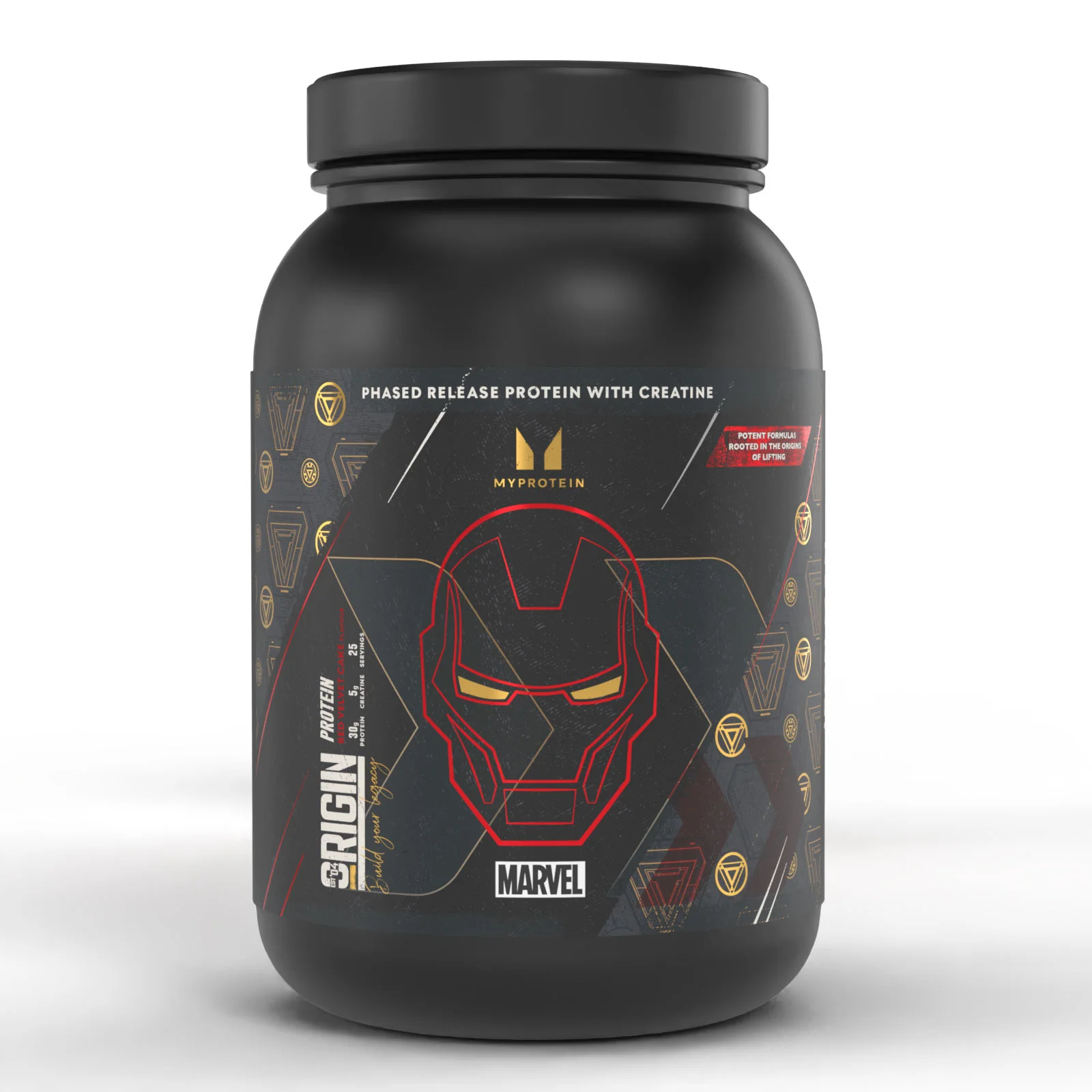 Origin Protein – Iron Man – smak Red Velvet Cake | MARVEL - 25servings - MARVEL Iron Man - Red Velvet Cake Obraz 1