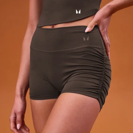 Krótkie spodenki MP Tempo Side Scrunch Booty damskie - Kakaowy