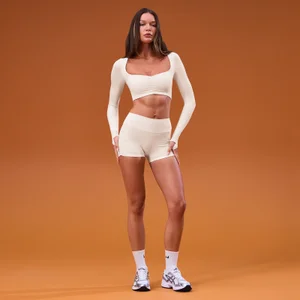 Krótka Koszulka MP Damska Tempo Cropped Ruched - Kokosowy - Size M
