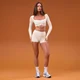 Krótka Koszulka MP Damska Tempo Cropped Ruched - Kokosowy