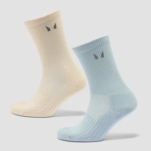 MP Odblaskowe Skarpety do Biegania (2 pary) - Maślany/Jasnoniebieski - Size UK 6-8