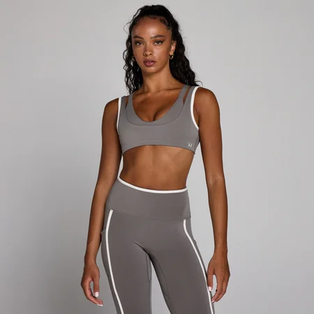 Biustonosz sportowy MP Velocity Contrast Double Layer dla kobiet - Popielaty Szary