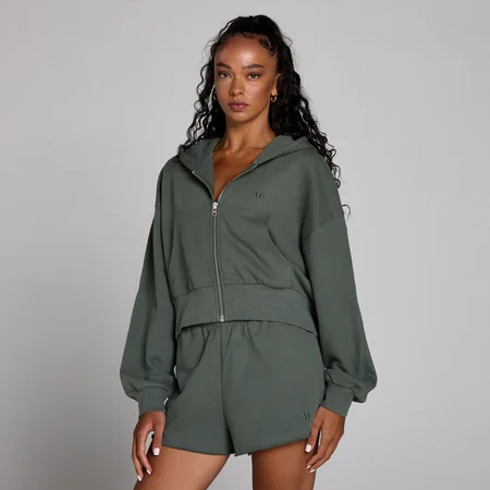 Bluza z kapturem damska MP Lifestyle z zamkiem - Mglista Zieleń