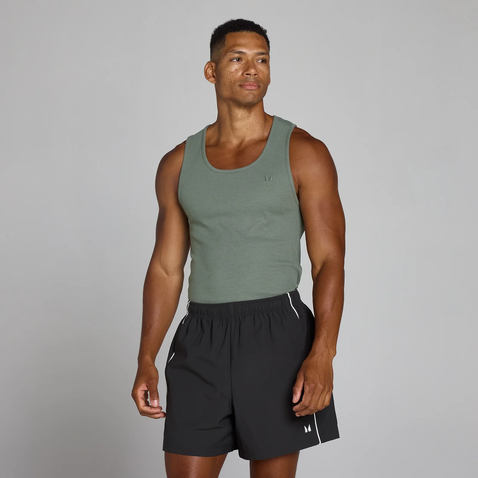 MP Męska Prążkowana Koszulka Bez Rękawów Muscle Fit Lift - Gunmetal - M Obraz 1