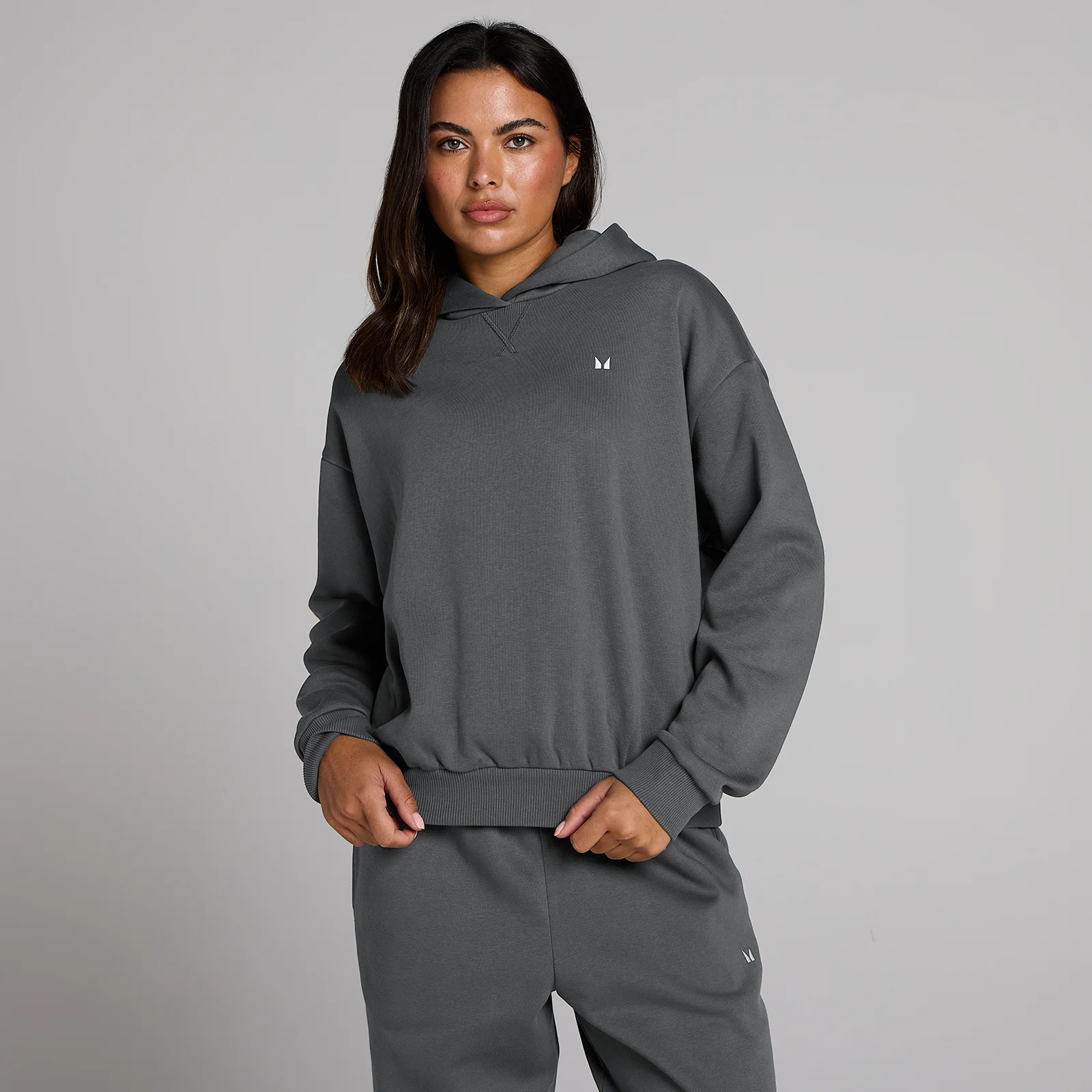 MP Damska Bluza z Kapturem Basics Oversize - Ciemny Szary - M Obraz 1