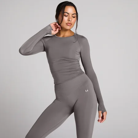 Bluzka Damska MP Women's Tempo Sheer Ruched - Ciemna Trufla