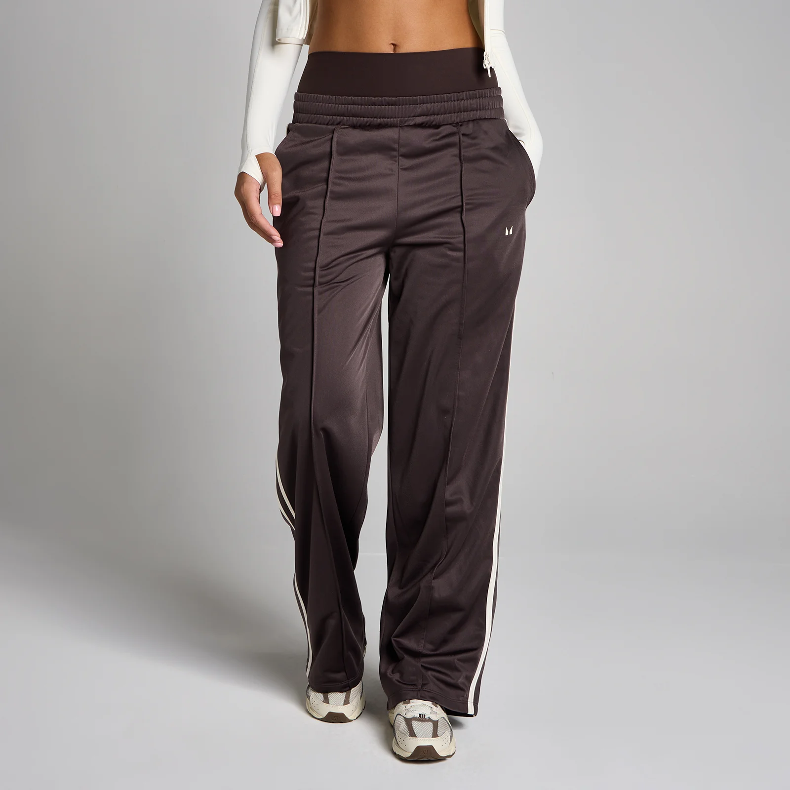Damskie Spodnie Dresowe MP Tricot Track Proste - Kakaowy/Waniliowy - XS Obraz 2