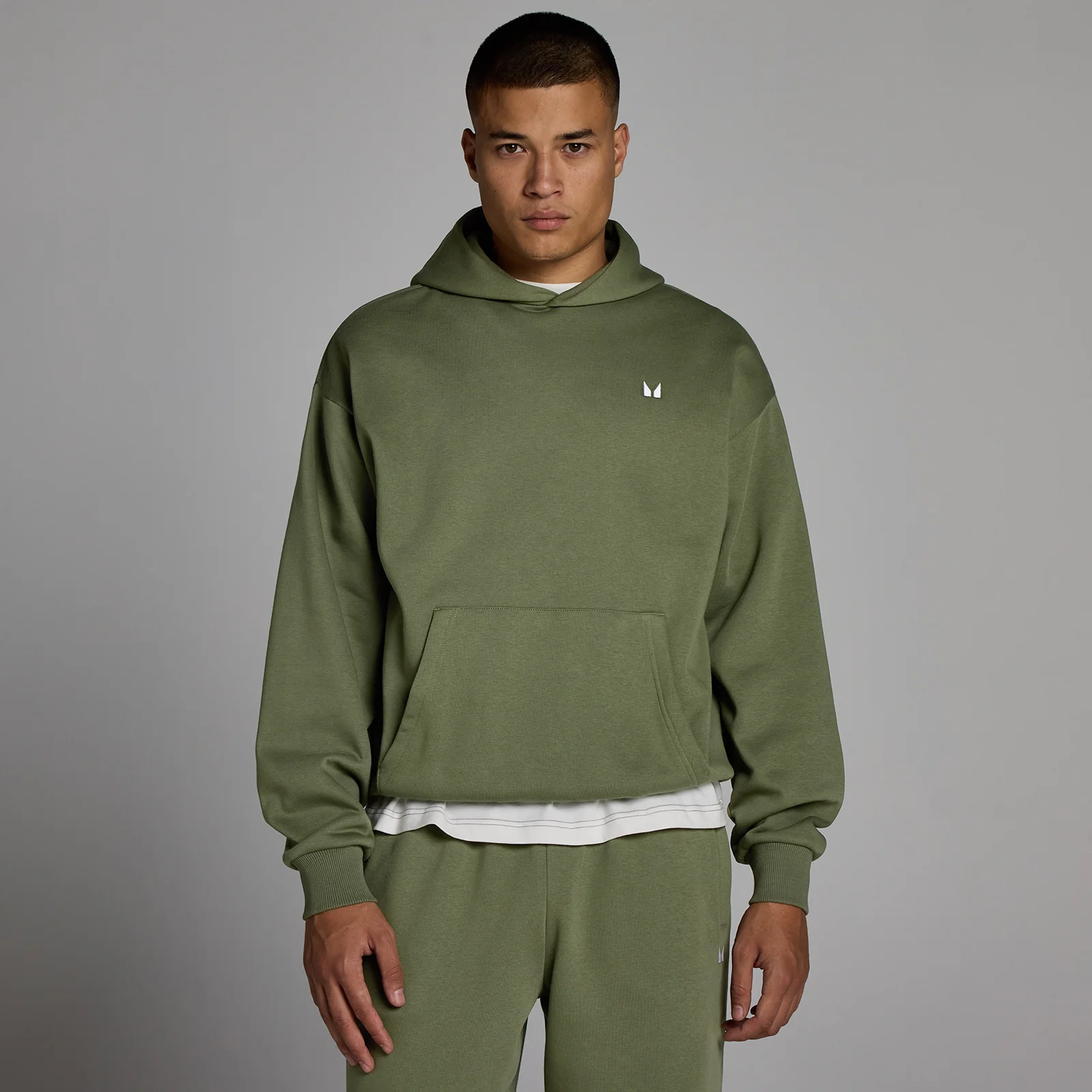 MP Męska Bluza z Kapturem Rest Day Oversize - Prany Oliwkowy - L Obraz 1
