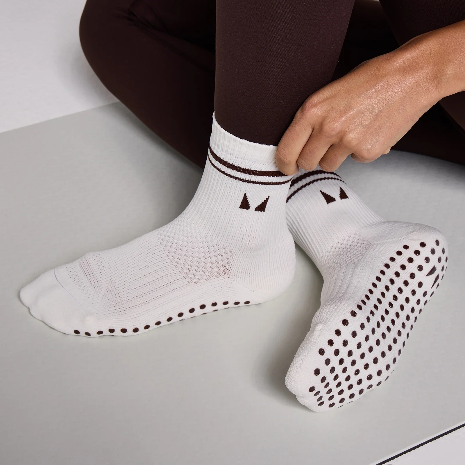 MP Pilates Socks (2 pack) - Cocoa/Pearl - UK 2-5 Obraz 3