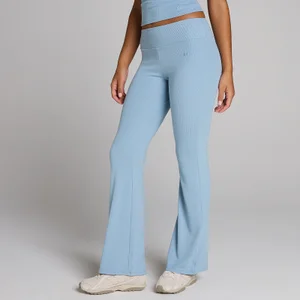Damskie Prążkowane Spodnie Dzwony MP - Dżinsowy Niebieski - Size XS