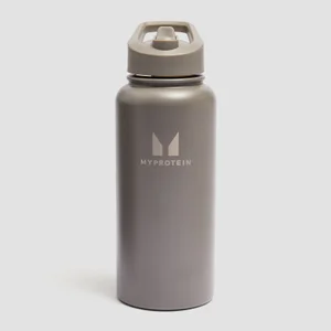 Myprotein Butelka Metalowa z Recyklingu z Słomką 1L - Ciemny Truflowy - Colour Dark Truffle