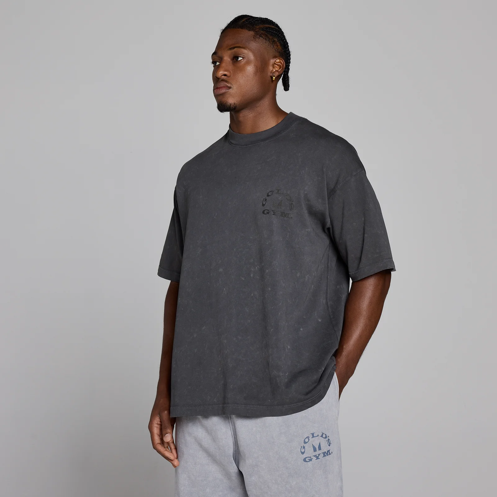 MP X Gold's Męska Washed Graphic Oversized Koszulka - Washed Coal - XS Obraz 3
