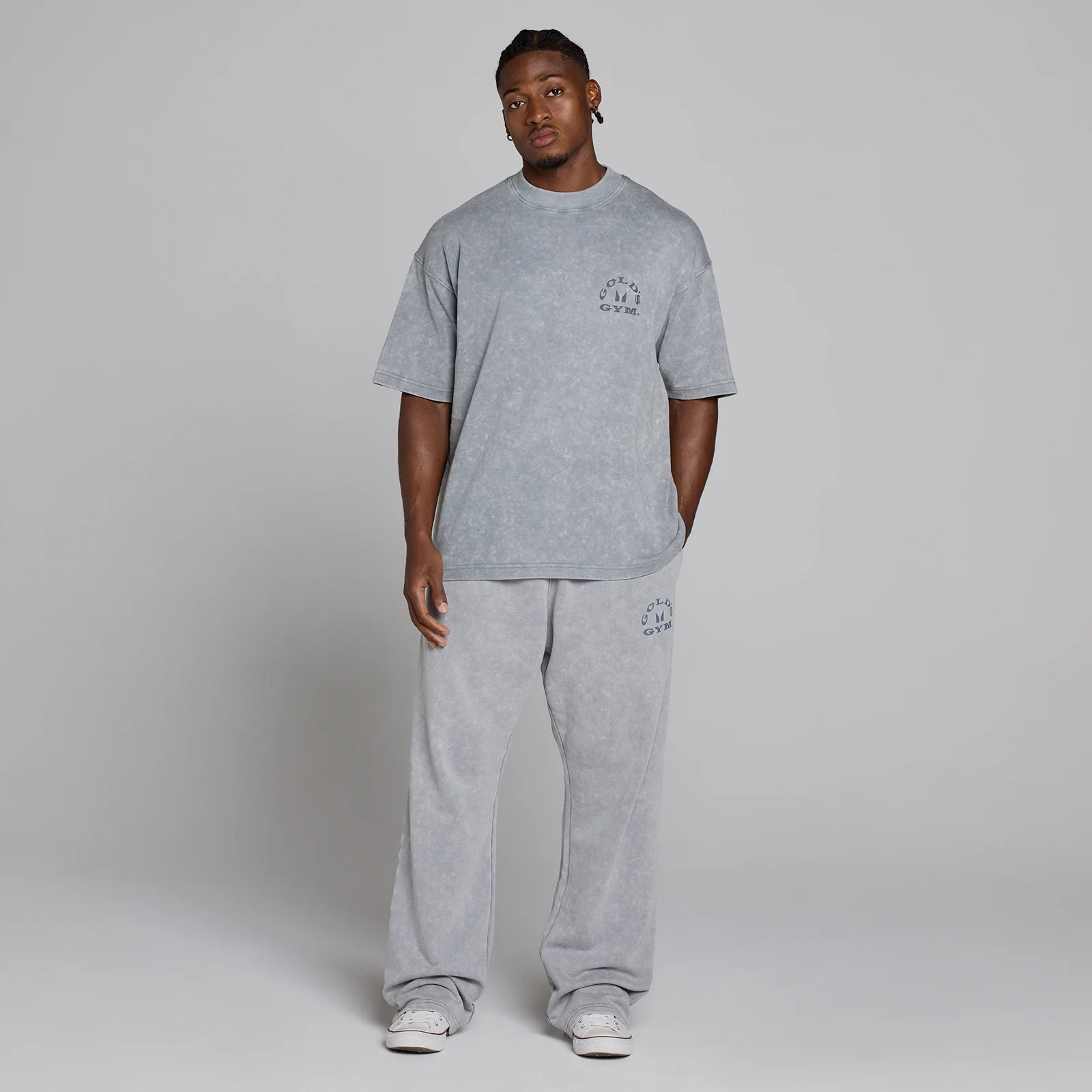 MP X Gold's Męska Washed Graphic Oversized Koszulka - Steel Blue - XS Obraz 5