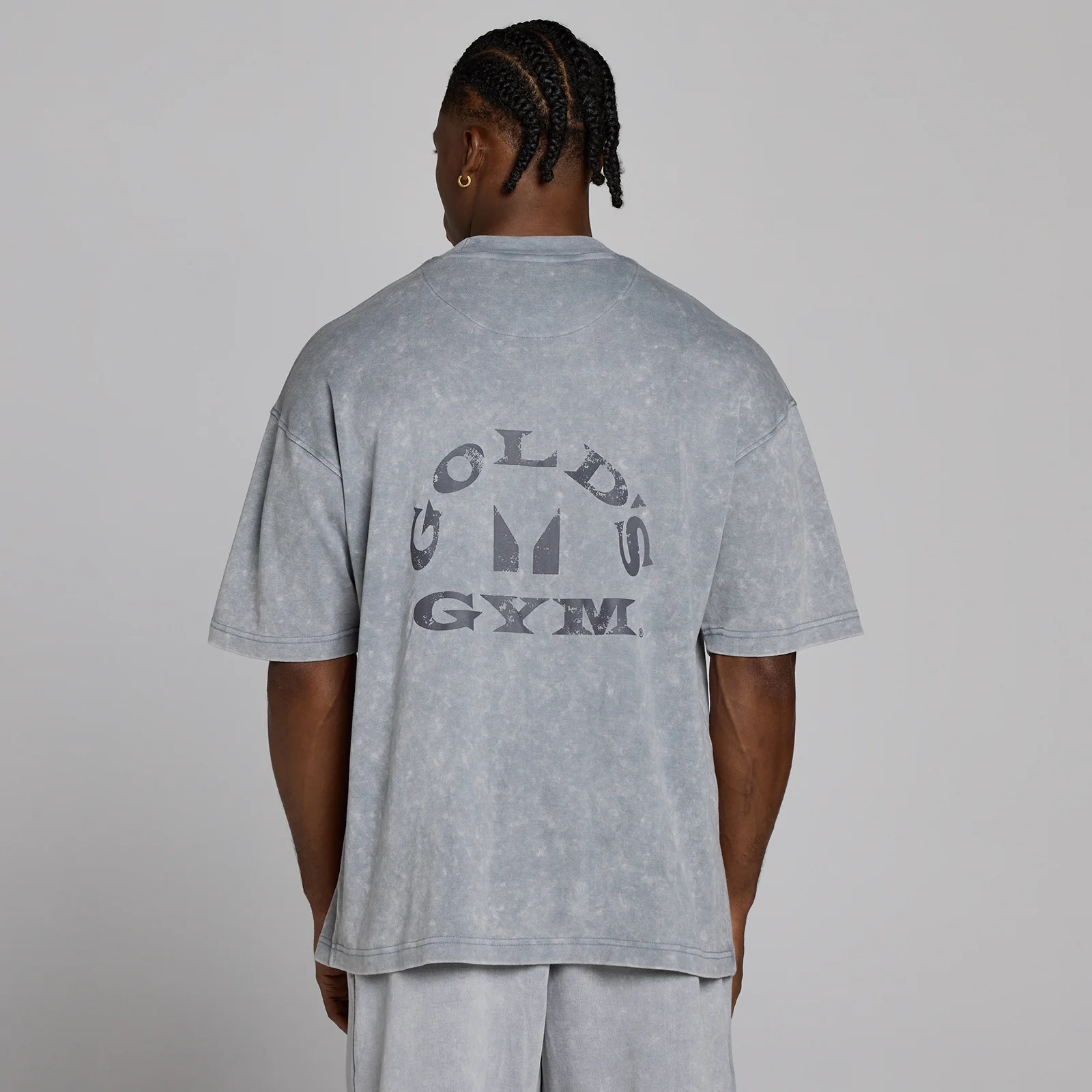 MP X Gold's Męska Washed Graphic Oversized Koszulka - Steel Blue - XS Obraz 4