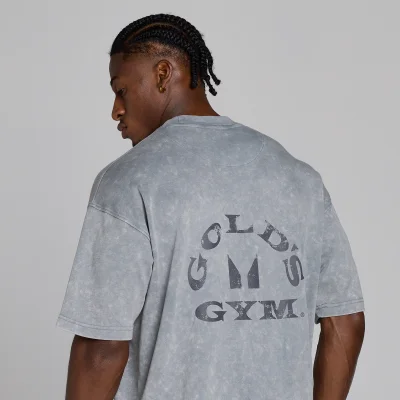 MP X Gold's Męska Washed Graphic Oversized Koszulka - Steel Blue - XS Obraz 6